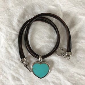 Sterling and turquoise toggle choker heart necklace